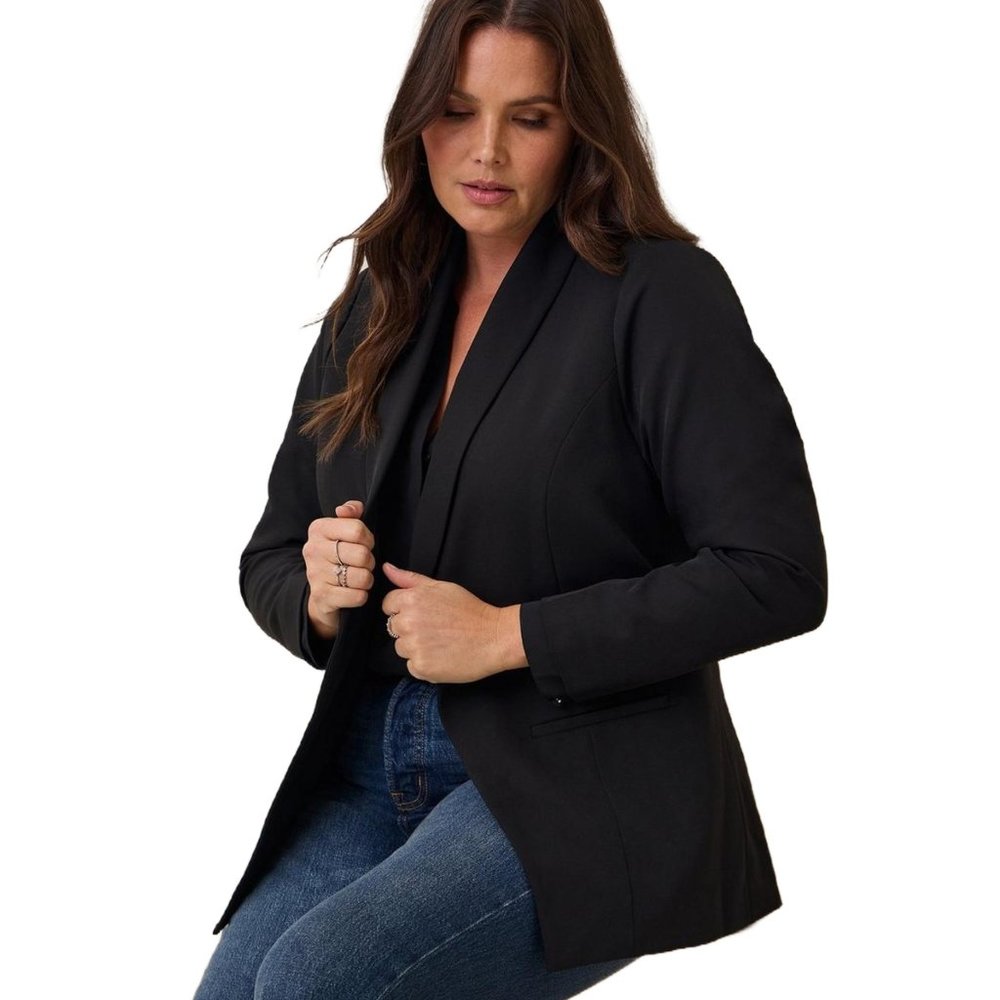 Torrid Black LS Longline Crepe Blazer